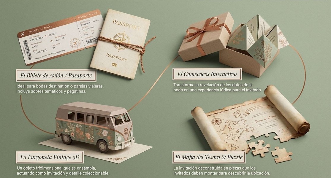 Invitaciones originales para bodas 2026: ideas creativas y formatos disruptivos