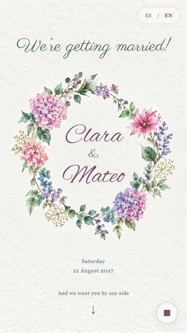 Header of the Floral Acuarela invitation